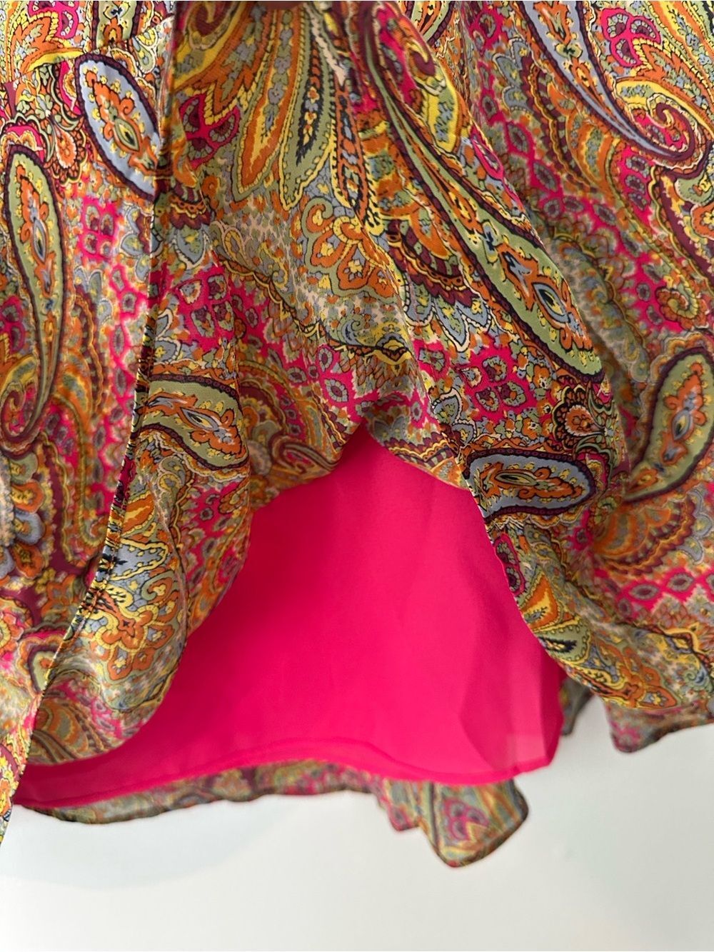 Liz Claiborne 100% Silk Paisley Midi Skirt 12 - Picture 4 of 5